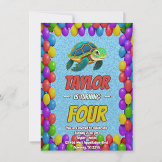 Schildkröte Einzigartiger Personalisierter Geburts Einladung