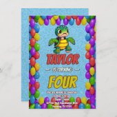 Schildkröte Einzigartiger Personalisierter Geburts Einladung (Vorne/Hinten)