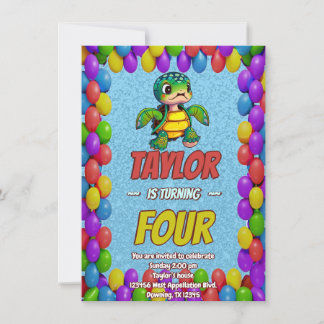 Schildkröte Einzigartiger Personalisierter Geburts Einladung