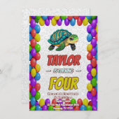 Schildkröte Einzigartiger Personalisierter Geburts Einladung (Vorne/Hinten)