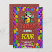 Schildkröte Einzigartiger Personalisierter Geburts Einladung (Vorne/Hinten)