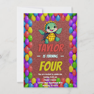 Schildkröte Einzigartiger Personalisierter Geburts Einladung