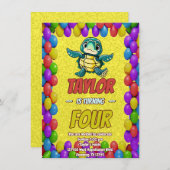 Schildkröte Einzigartiger Personalisierter Geburts Einladung (Vorne/Hinten)