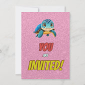 Schildkröte Einzigartiger Personalisierter Geburts Einladung (Rückseite)