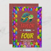 Schildkröte Einzigartiger Personalisierter Geburts Einladung (Vorne/Hinten)