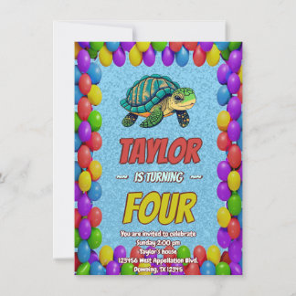 Schildkröte Einzigartiger Personalisierter Geburts Einladung
