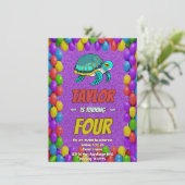 Schildkröte Einzigartiger Personalisierter Geburts Einladung (Stehend Vorderseite)