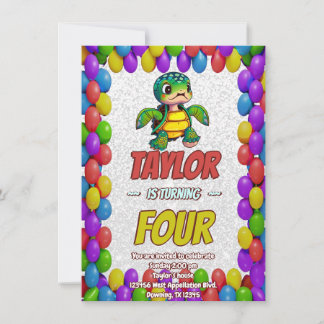 Schildkröte Einzigartiger Personalisierter Geburts Einladung