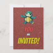 Schildkröte Einzigartiger Personalisierter Geburts Einladung (Rückseite)