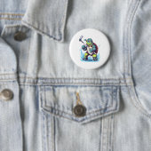 Schildkröte Eishockeyspieler Hockeyschläger Torwar Button (Beispiel)