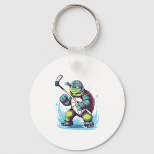Schildkröte Eishockeyspieler Hockeyschläger Torwar Schlüsselanhänger