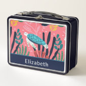 Schildkröte Ferns Ocean Pink Kinder personalisiere Metall Brotdose (Vorderseite)