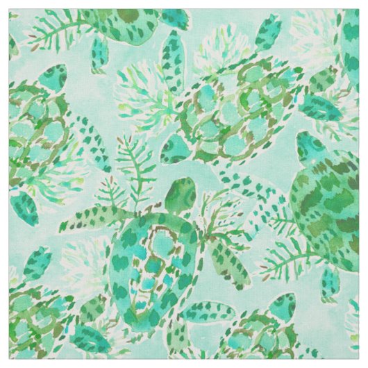 SCHILDKRÖTE-FLOSS Grün-Aqua-Aquarell Stoff (Muster)