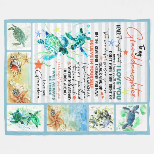 Schildkröte für meine Enkelin Ich Liebe Sie Fleecedecke (Vorderseite (Horizontal))