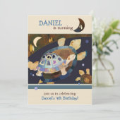 Schildkröte-Geburtstags-Party für Kinder Einladung (Stehend Vorderseite)