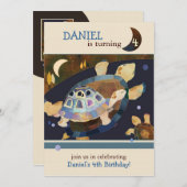 Schildkröte-Geburtstags-Party für Kinder Einladung (Vorne/Hinten)