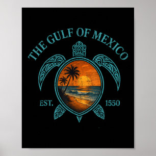Schildkröte Golf von Mexiko Est. 1550 Retro Vintag Poster