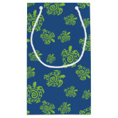 Schildkröte-grünes und blaues Party-Material Kleine Geschenktüte (Rückseite)