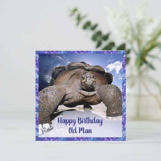 Schildkröte - Happy Birthday Old Man Card Dankeskarte (Stehend Vorderseite)