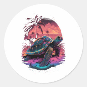 Schildkröte Hawaii Sea Turtles Hawaii Beach Sunset Runder Aufkleber