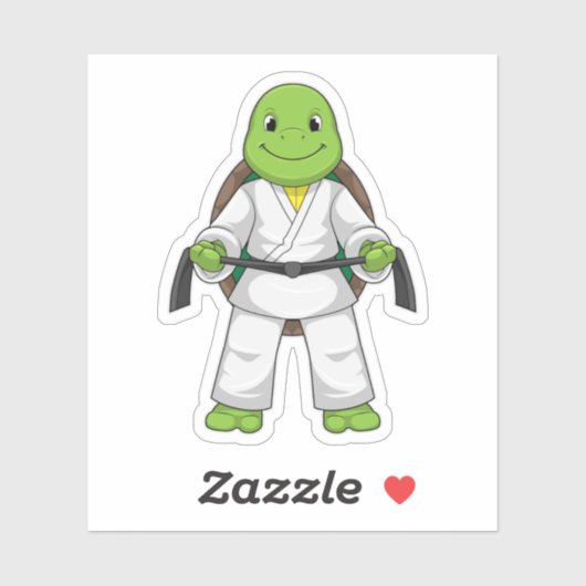Schildkröte im Kampfsport mit schwarzem Gürtel Aufkleber (Blatt)