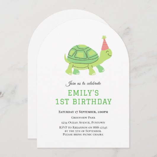 Schildkröte im Meer Einladung zum 1. (Vorne/Hinten)