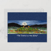 Schildkröte im Mond Whimsical Watercolor Postkarte (Vorne/Hinten)