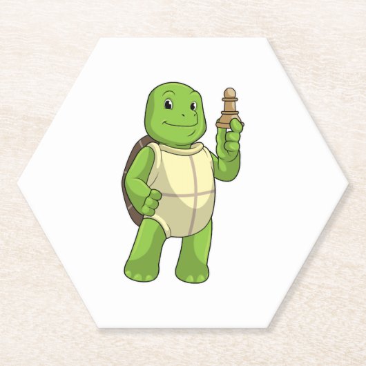 Schildkröte im Schach mit gestapeltem Schach Untersetzer (Vorderseite)