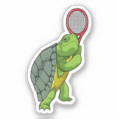Schildkröte im Tennis mit Tennisschläger Aufkleber (Vorderseite)
