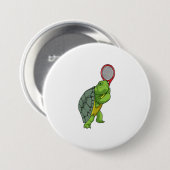 Schildkröte im Tennis mit Tennisschläger Button (Vorne & Hinten)