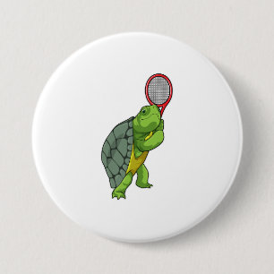 Schildkröte im Tennis mit Tennisschläger Button