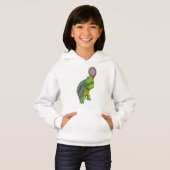 Schildkröte im Tennis mit Tennisschläger Hoodie (Vorne ganz)