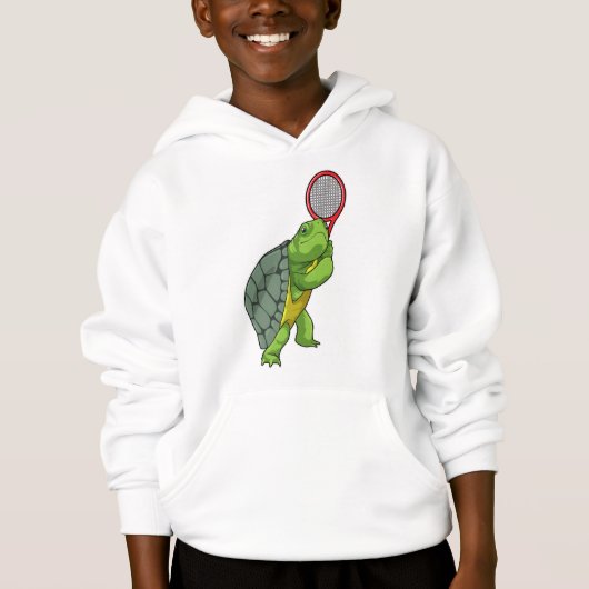 Schildkröte im Tennis mit Tennisschläger Hoodie (Vorderseite)