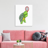 Schildkröte im Tennis mit Tennisschläger Leinwanddruck (Insitu (Wohnzimmer))