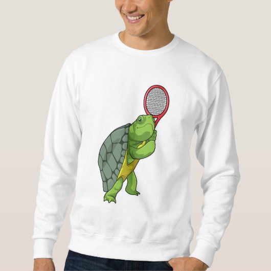 Schildkröte im Tennis mit Tennisschläger Sweatshirt (Vorderseite)