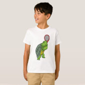 Schildkröte im Tennis mit Tennisschläger T-Shirt (Vorne ganz)