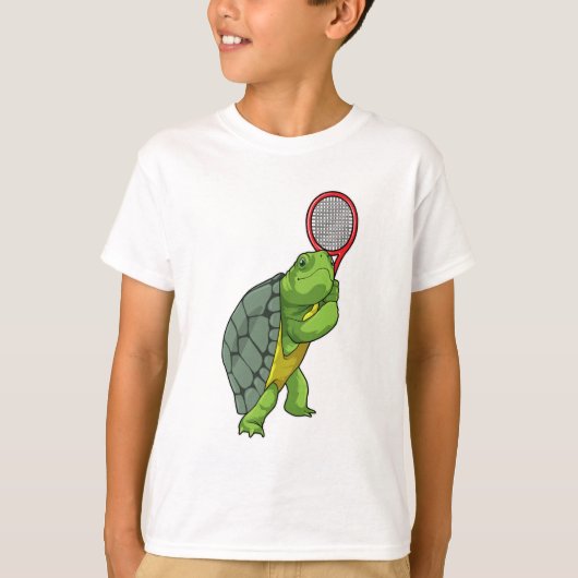 Schildkröte im Tennis mit Tennisschläger T-Shirt (Vorderseite)