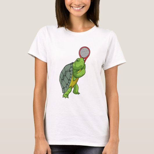 Schildkröte im Tennis mit Tennisschläger T-Shirt (Vorderseite)