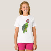Schildkröte im Tennis mit Tennisschläger T-Shirt (Vorne ganz)