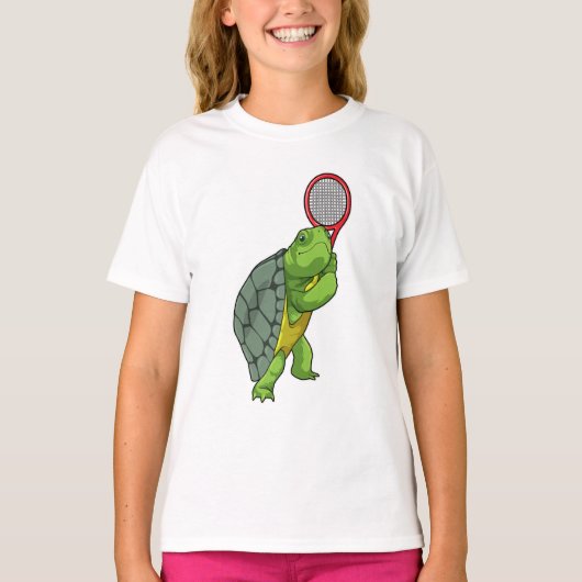 Schildkröte im Tennis mit Tennisschläger T-Shirt (Vorderseite)