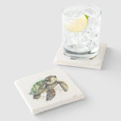 Schildkröte im Untersetzer Wasserfarbstein (Seitenansicht)