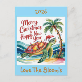 Schildkröte im Weihnachtsparadies Custom Feiertagspostkarte