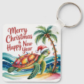 Schildkröte im Weihnachtsparadies Custom Schlüsselanhänger (Rückseite)