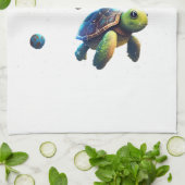 Schildkröte im Weltraum Geschirrtuch (Gefaltet)