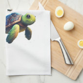 Schildkröte im Weltraum Geschirrtuch (Viertel Falte)