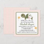 Schildkröte im Windel-Babyparty-Einladungs-Rosa Einladung (Vorne/Hinten)