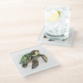 Schildkröte in Aquarellfarben Untersetzer (Schrägansicht)