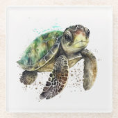 Schildkröte in Aquarellfarben Untersetzer (Vorderseite)