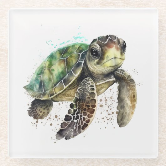 Schildkröte in Aquarellfarben Untersetzer (Vorderseite)