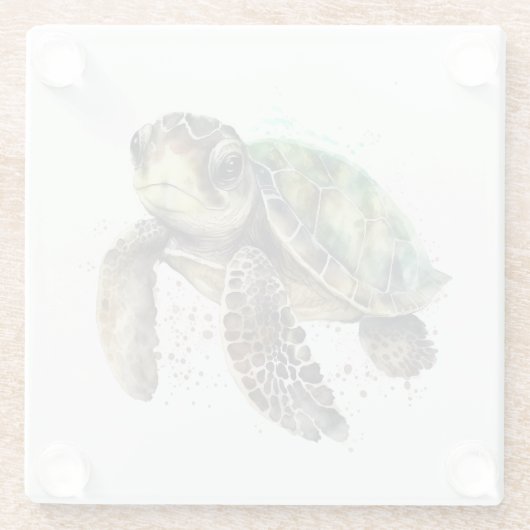 Schildkröte in Aquarellfarben Untersetzer (Rückseite)